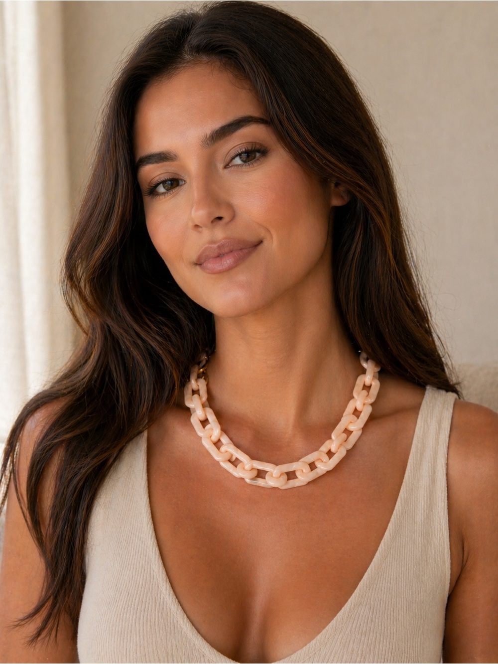 Urban Outfitters Peach Resin Link Necklace Summer Beach